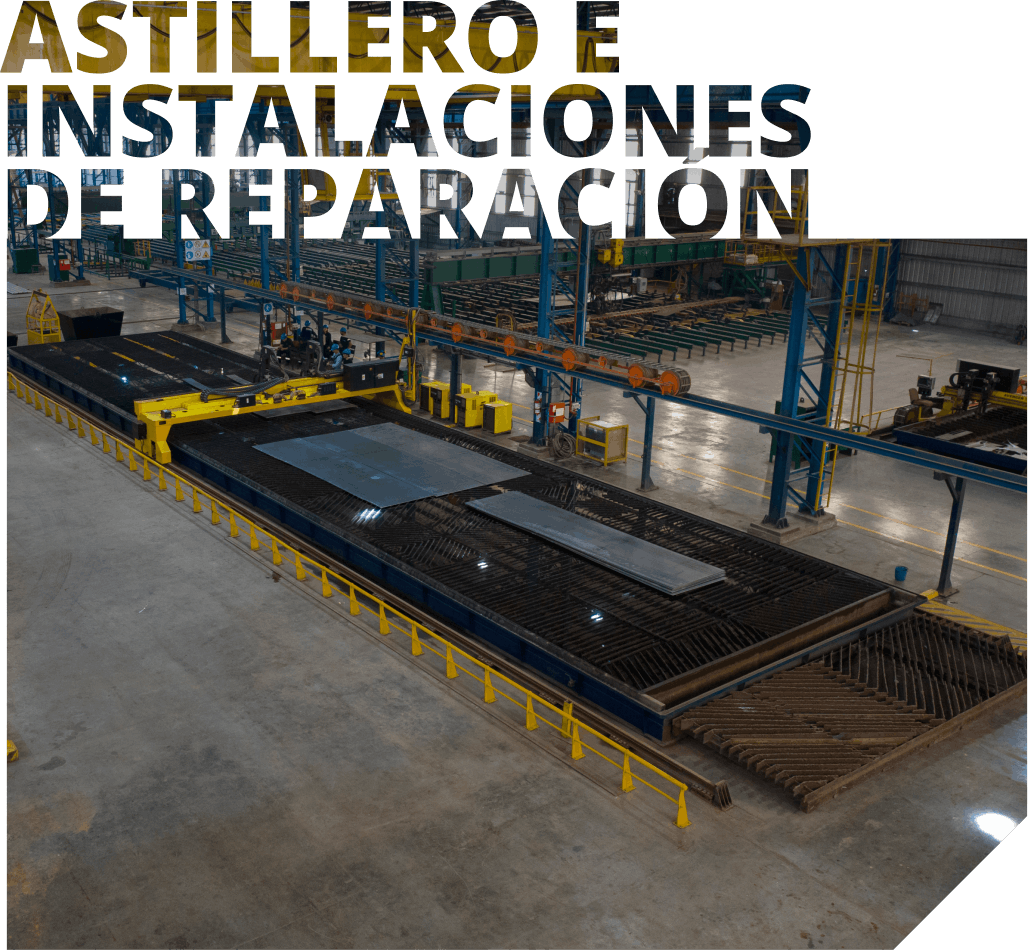 Astilleros e instalaciones de reparación naval, corte de metal industrial.
