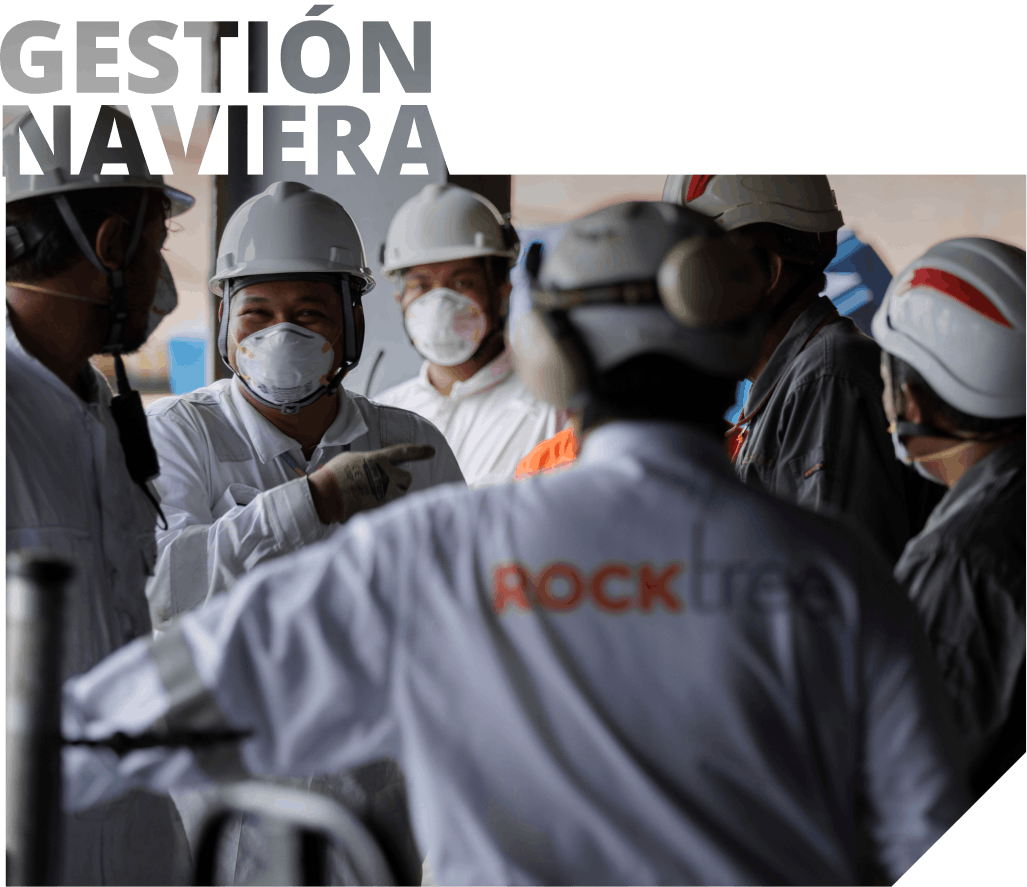 Equipo de gestión naviera con equipo de protección